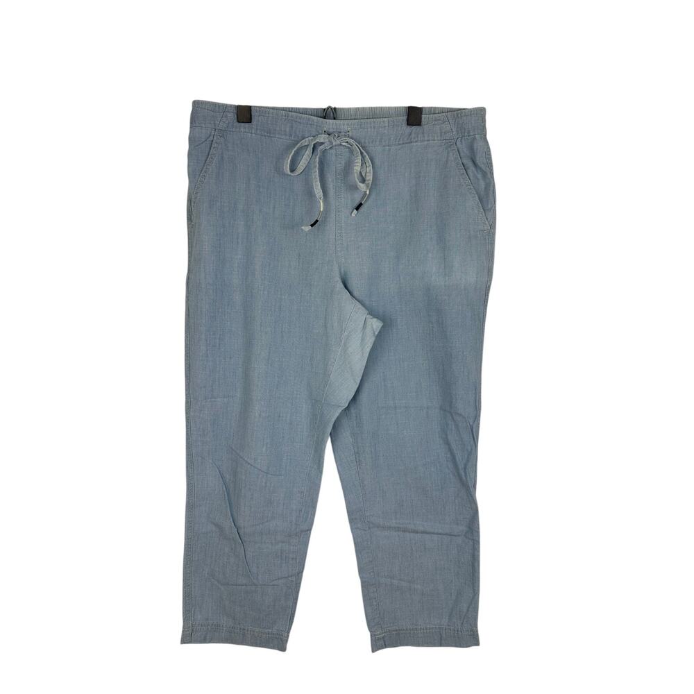 J.Crew Women's Chambray Drawstring Pants light eco blue wash Size Large